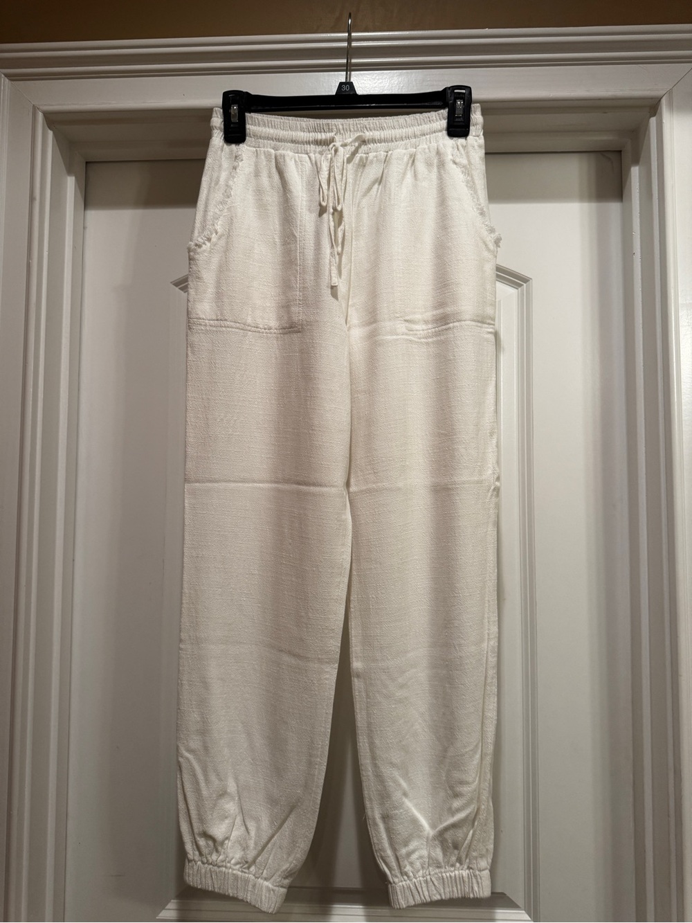 White Drawstring Jogger Pants